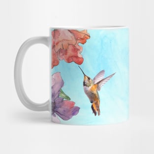 Rufous Hummingbird and Poppy Flowers Mug